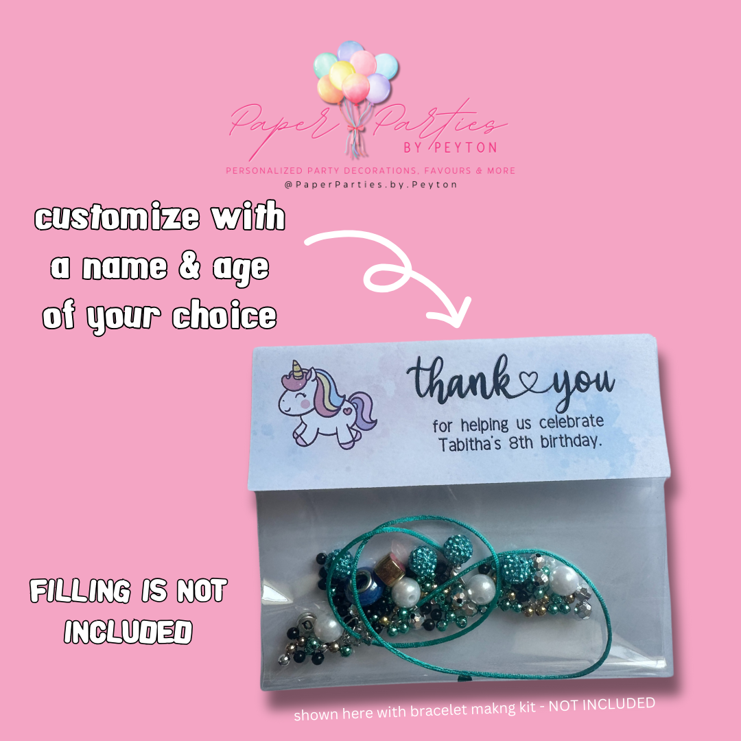 Treat Bag | Custom Unicorn Theme - Birthday Party Treat Bag