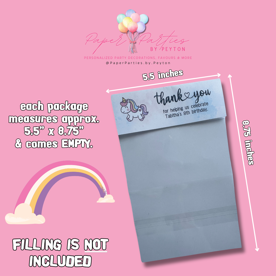 Treat Bag | Custom Unicorn Theme - Birthday Party Treat Bag