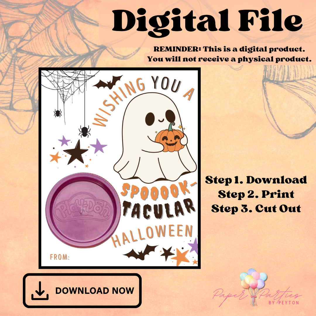 Halloween | Instant Download - Digital File - Printable - Play Doh Card - Gift Tag - Party Favor