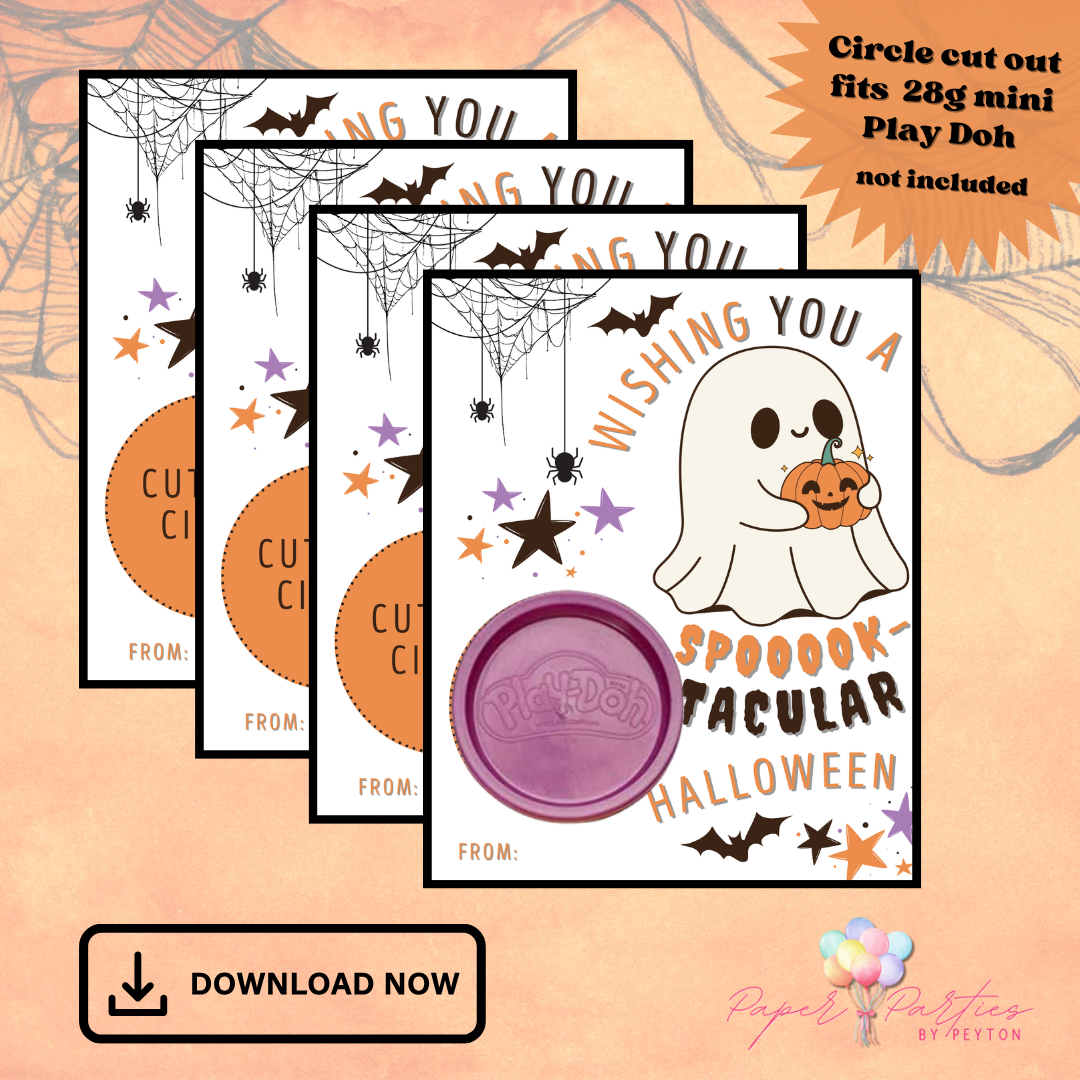 Halloween | Instant Download - Digital File - Printable - Play Doh Card - Gift Tag - Party Favor