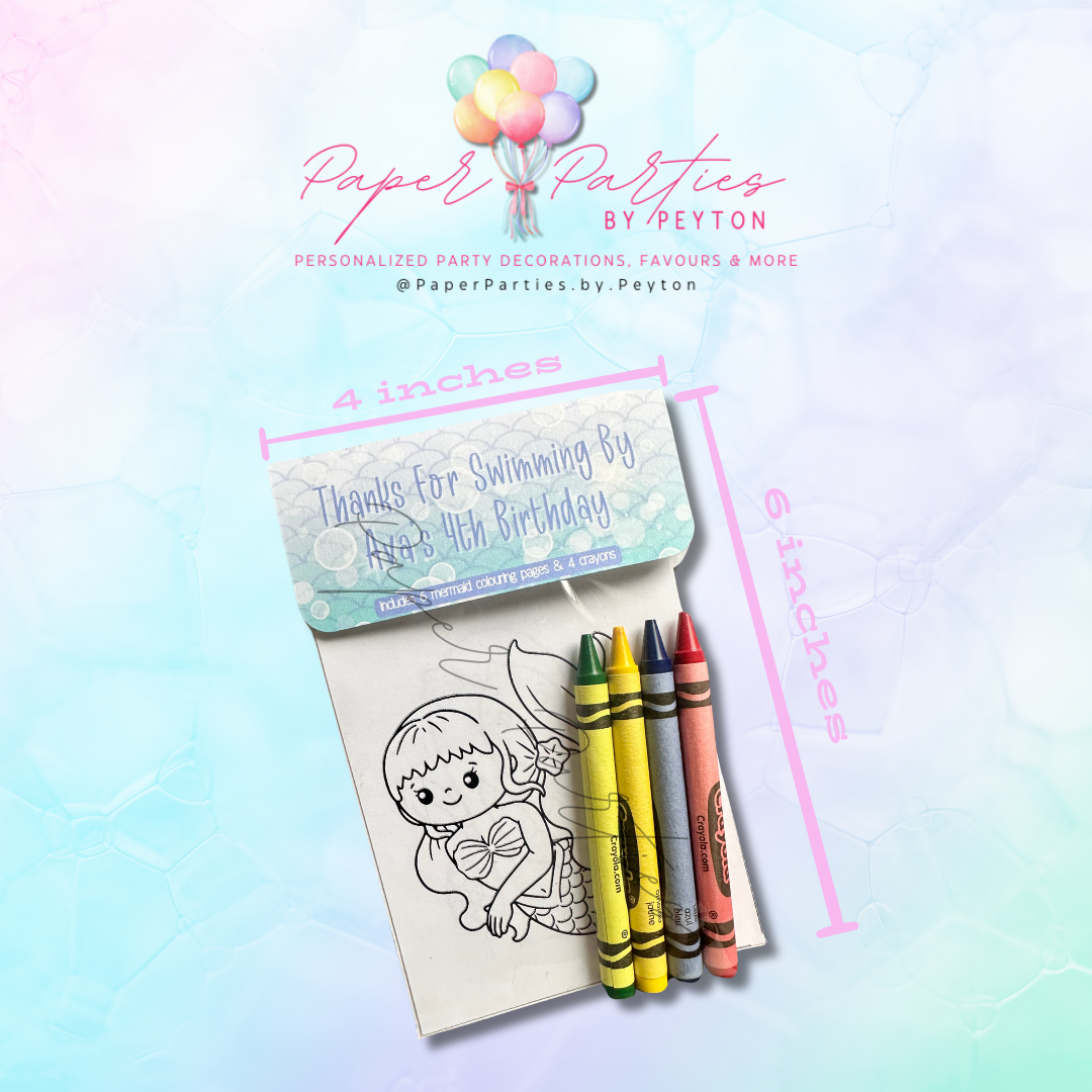 Party Favor | Custom Mermaid Themed Colouring Kit