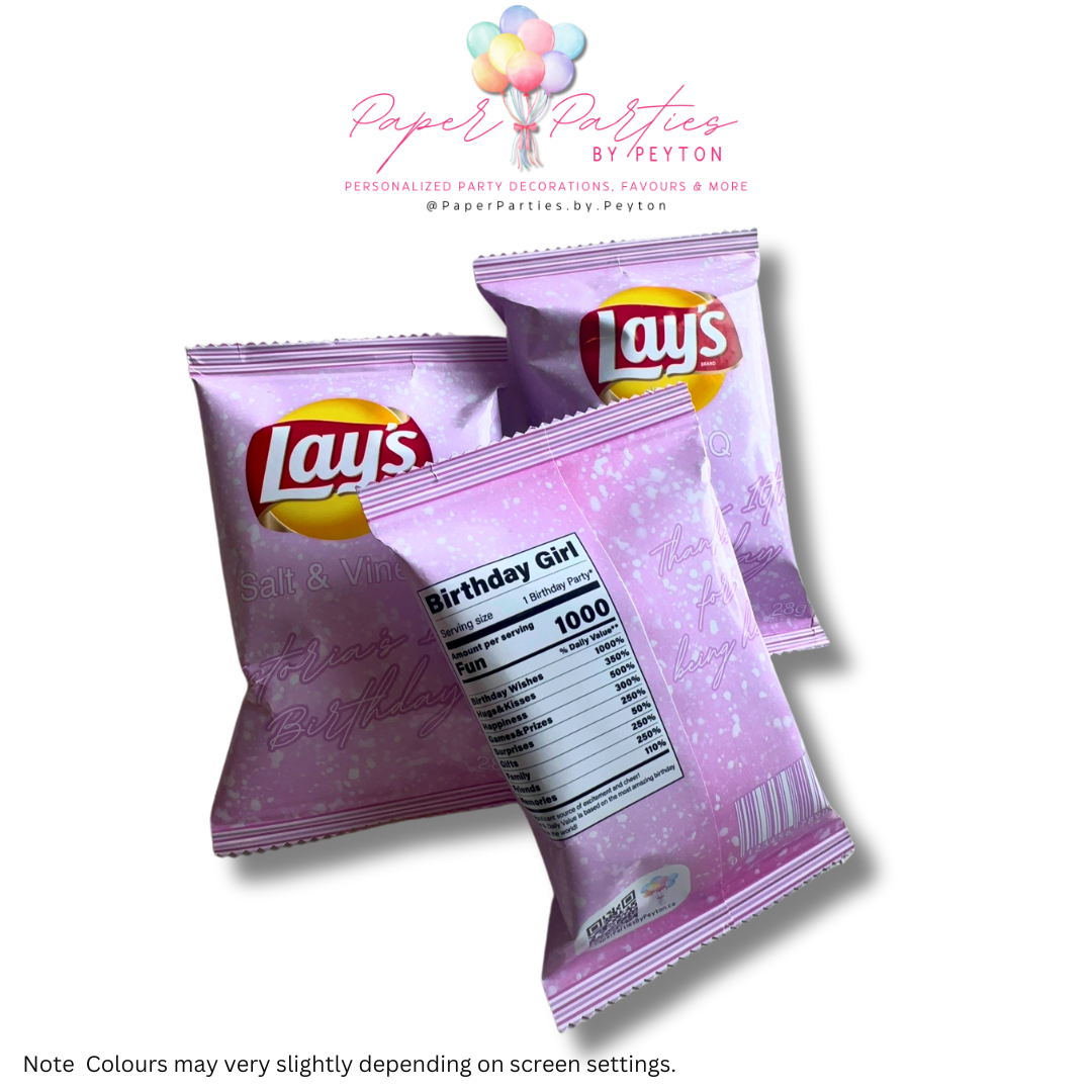 Party Favor | Glitter Pink Custom Lay's Chip Bags