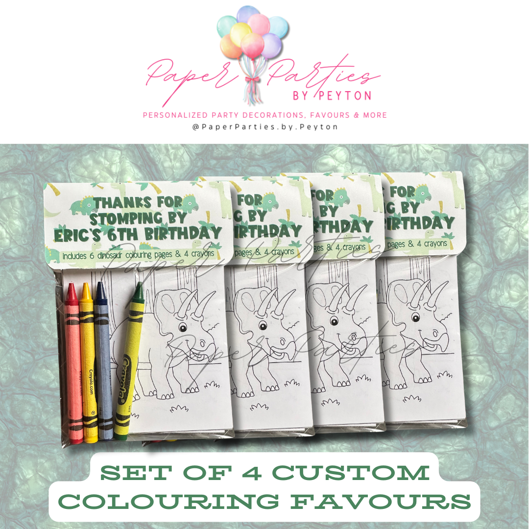 Party Favor | Custom Dinosaur Themed Colouring Kit