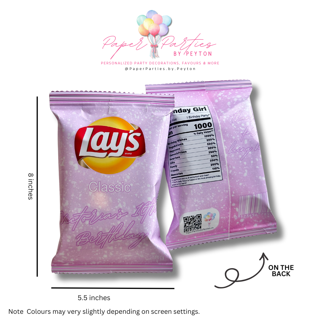 Party Favor | Glitter Pink Custom Lay's Chip Bags