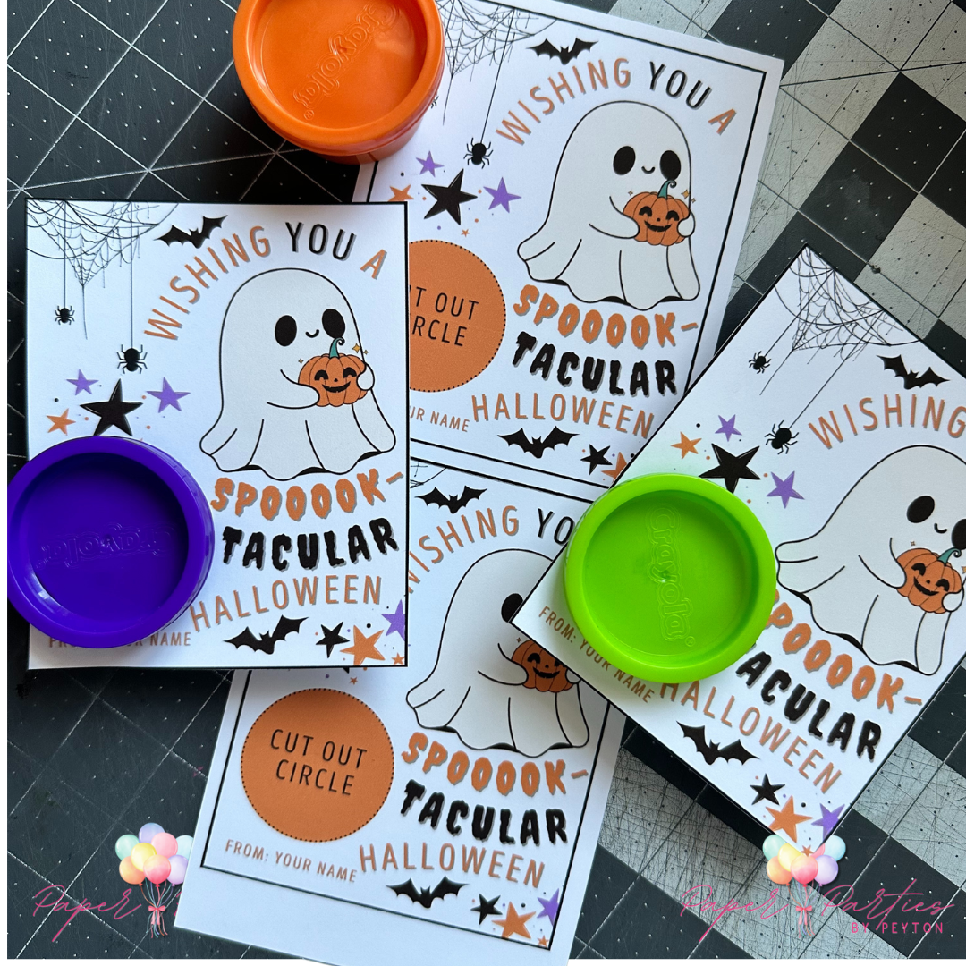 Halloween | Instant Download - Digital File - Printable - Play Doh Card - Gift Tag - Party Favor