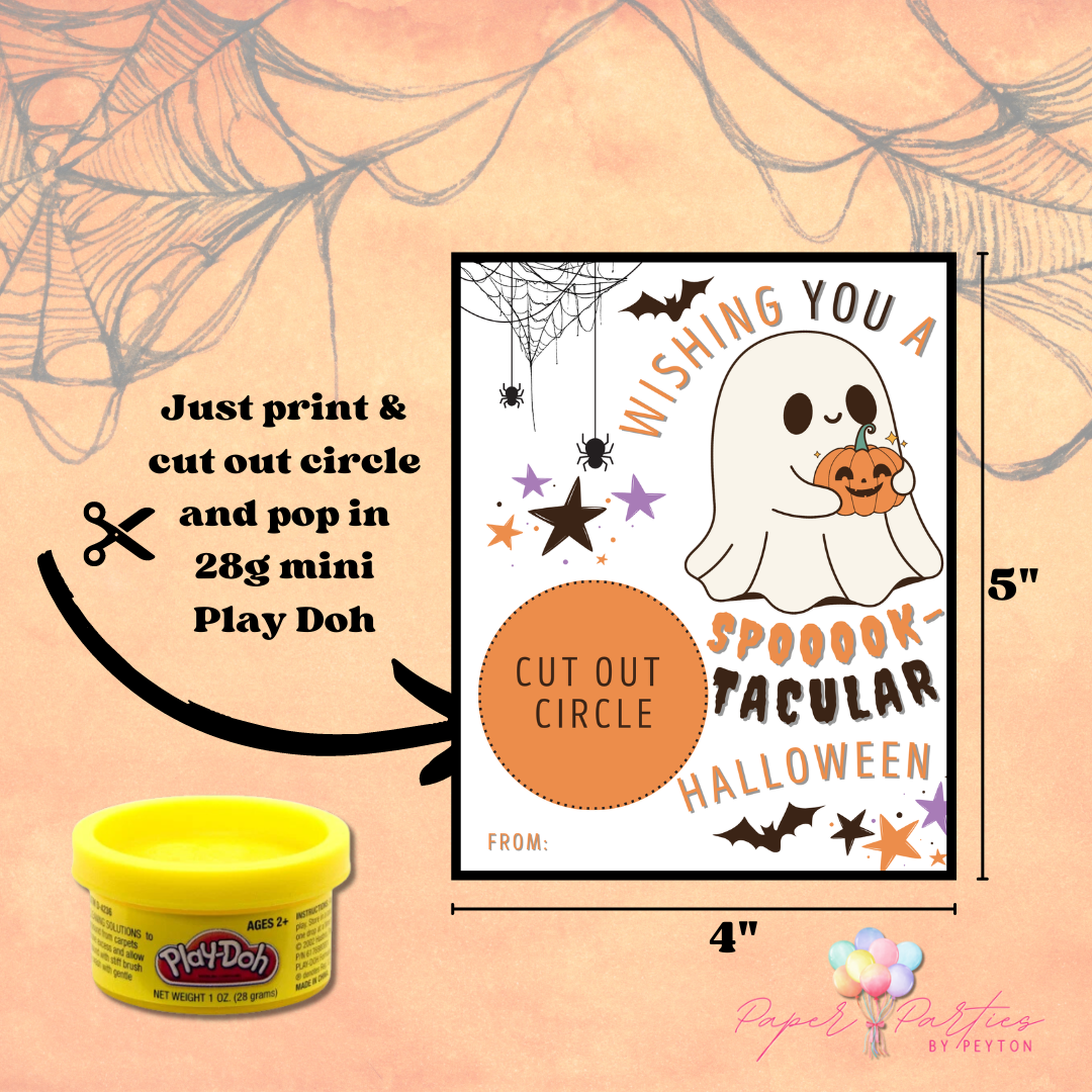 Halloween | Instant Download - Digital File - Printable - Play Doh Card - Gift Tag - Party Favor