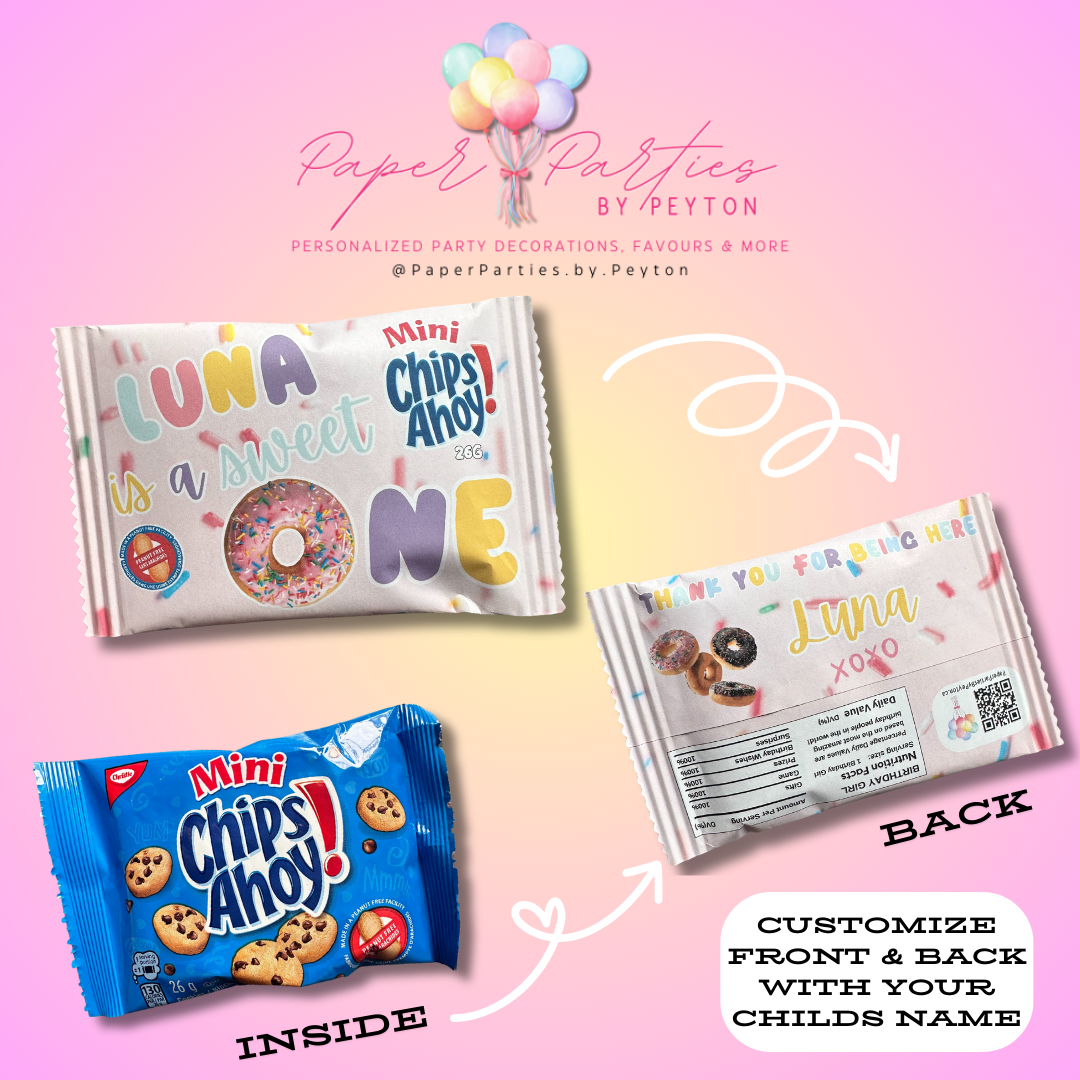 Party Favor | Custom 'Sweet One' Donut First Birthday - Chips Ahoy!