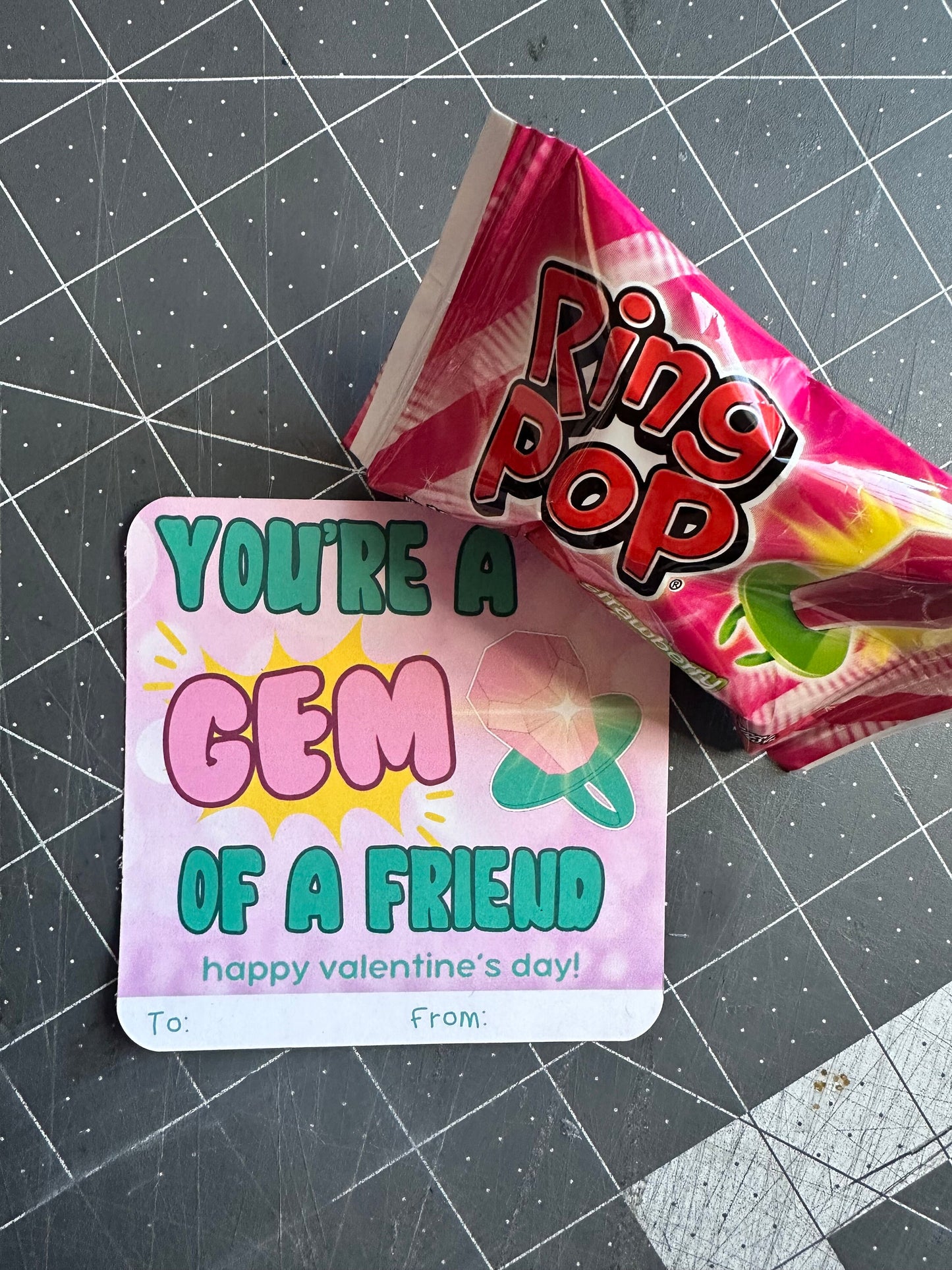Valentine's Day | Ring Pop You're A Gem - Valentine Card