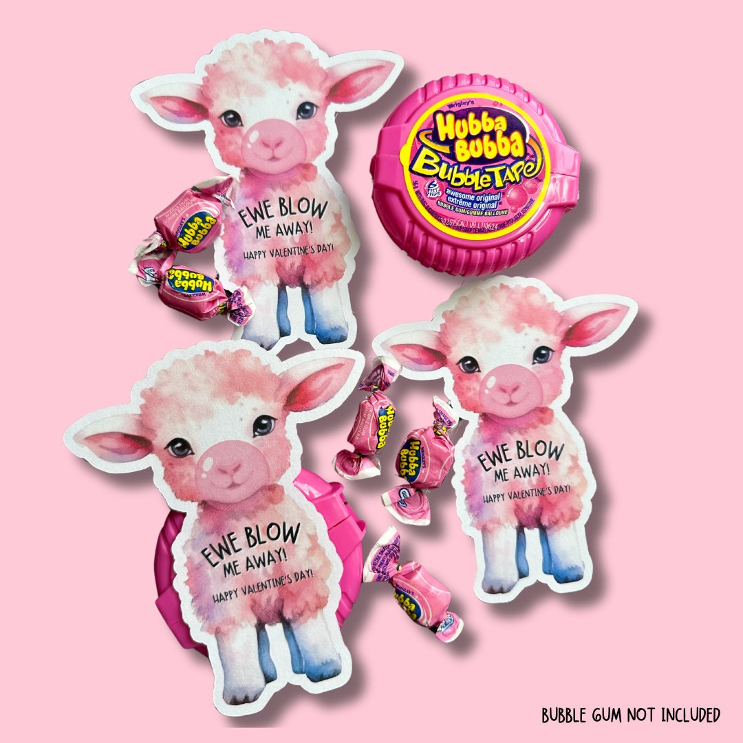 Valentine's Day | Ewe Blow Me Away - Bubble Gum - Lamb - Valentine's Day Card - Valentine