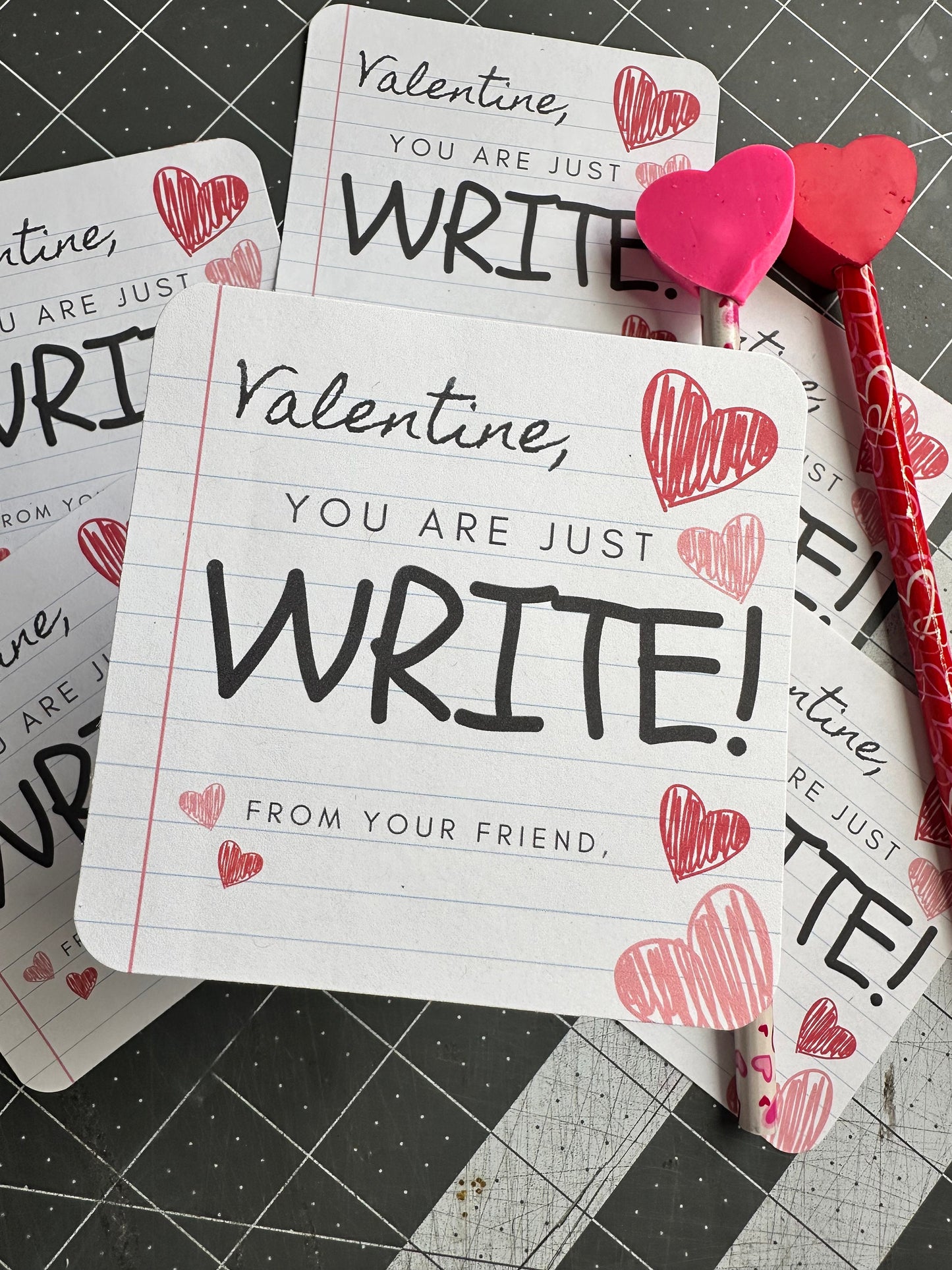 Valentine's Day | You Are Just Write For Me - Pencil - Valentine's Day Card - Valentine - Kids - Class - Friends - Group