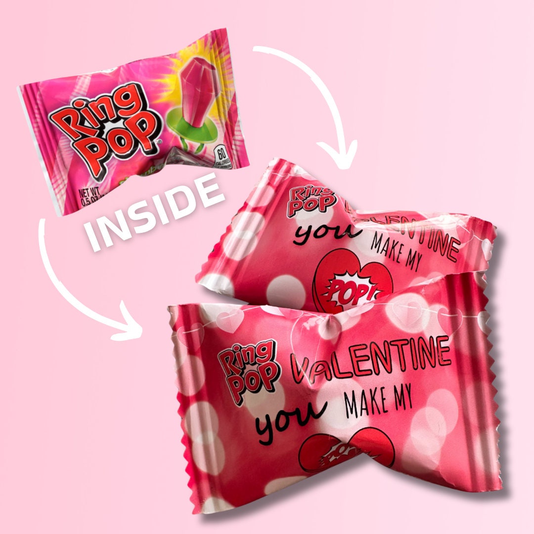 Valentine's Day | Ring Pop Valentines - Valentine You Make My Heart Pop - Candy - Treat - For Kids - Ring Pop