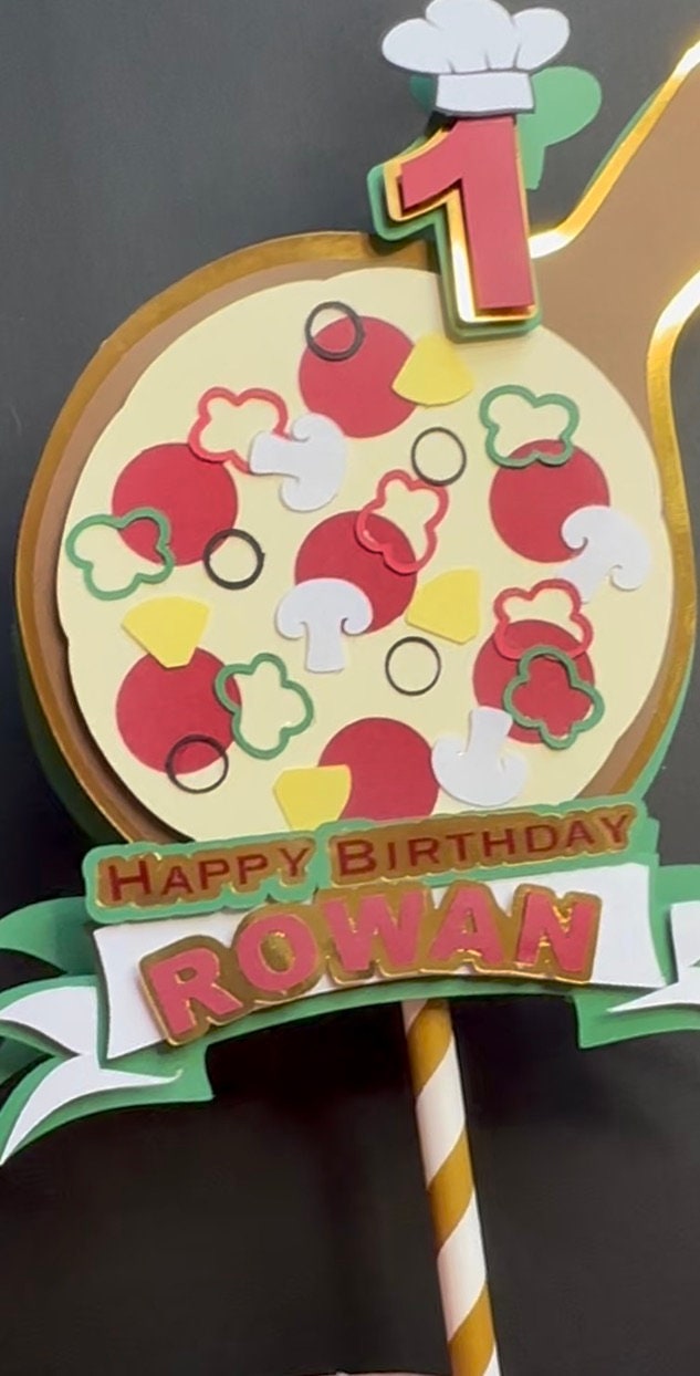 Cake Topper | Pizza Party 3D Cake Topper