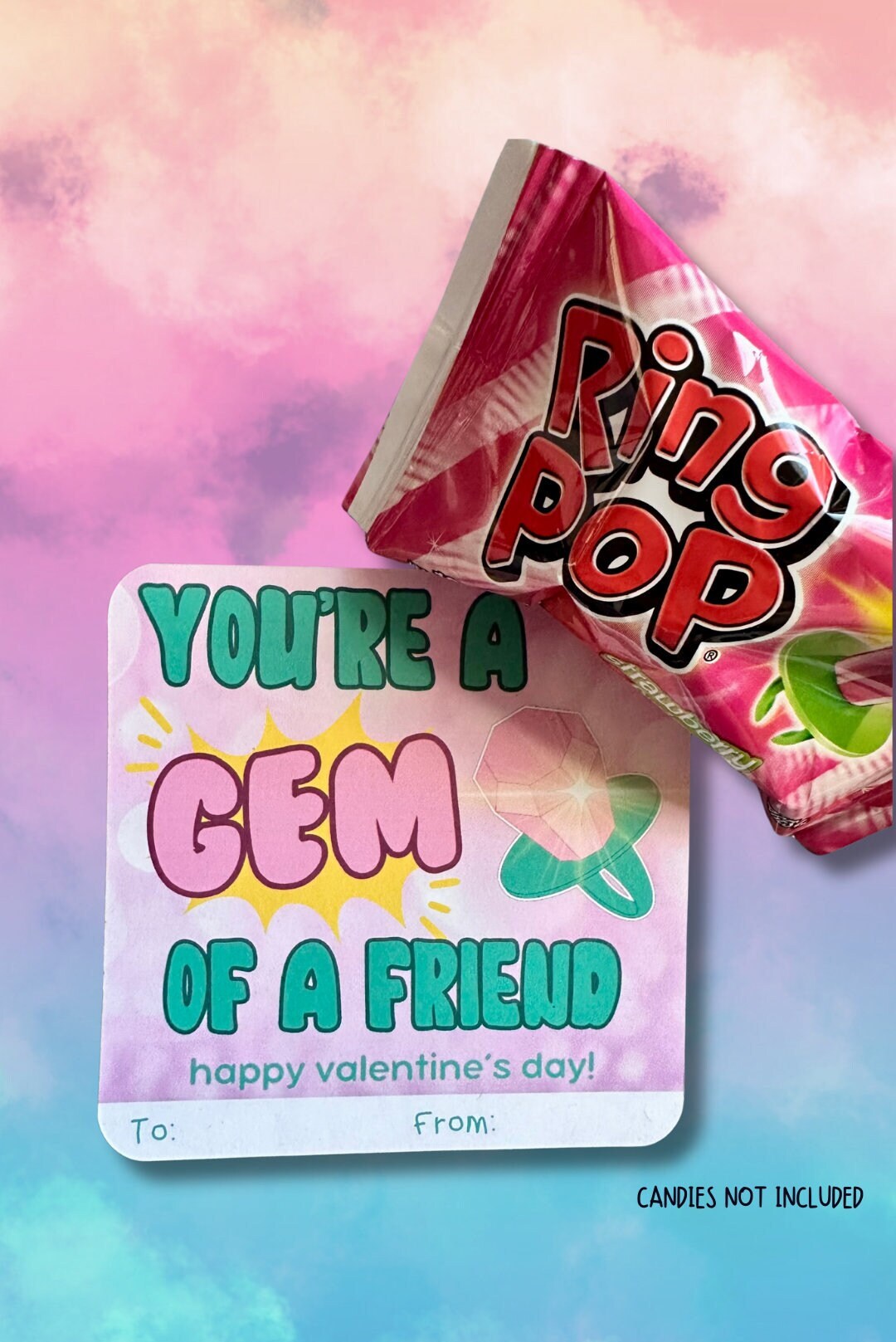 Valentine's Day | Ring Pop You're A Gem - Valentine Card