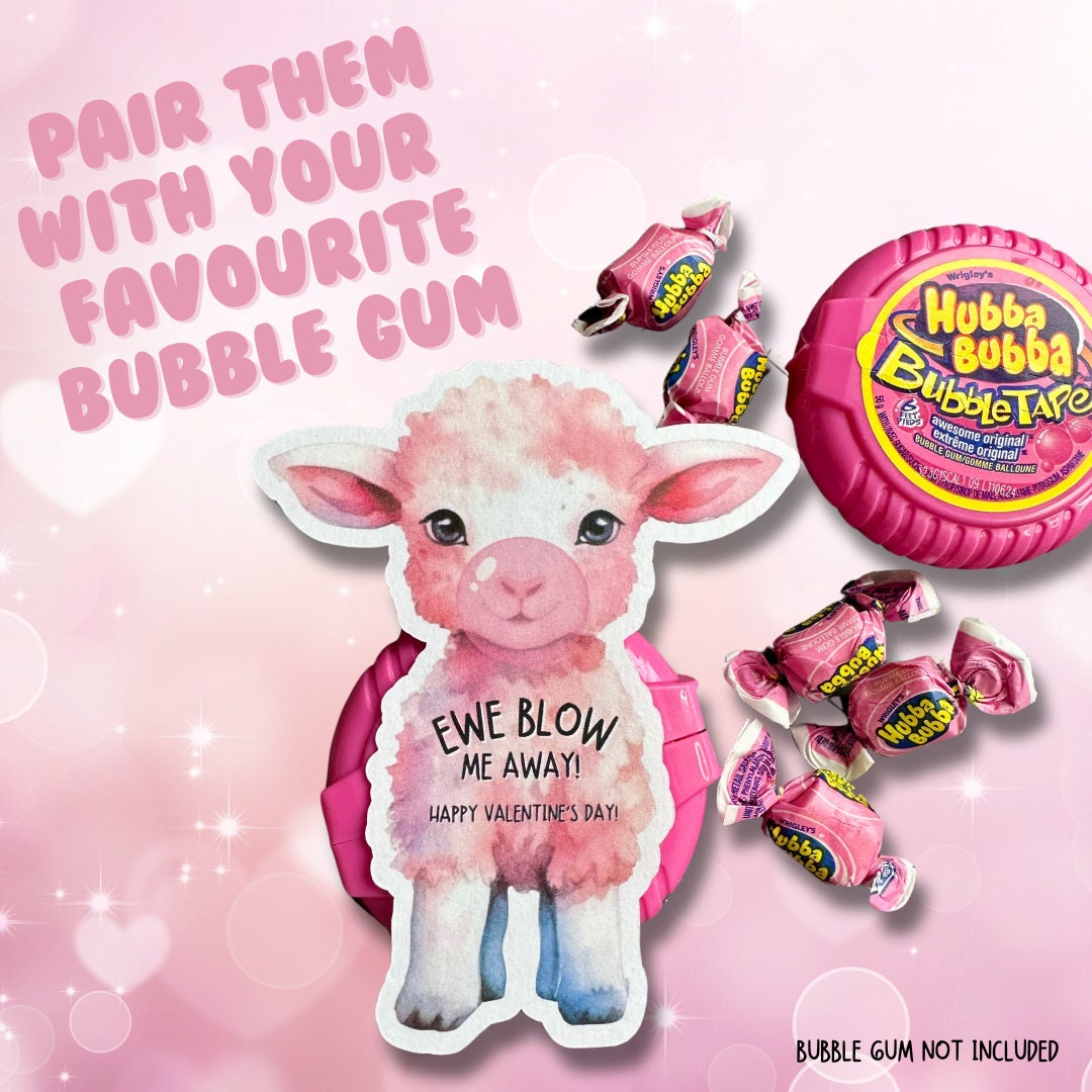 Valentine's Day | Ewe Blow Me Away - Bubble Gum - Lamb - Valentine's Day Card - Valentine