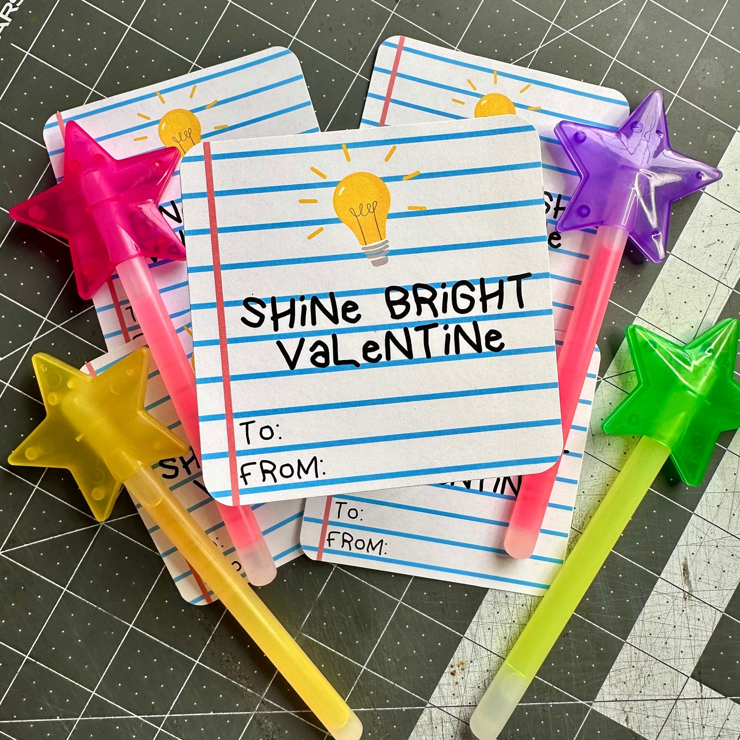 Valentine's Day | Shine Bright - Valentine's Day Card - Glow Stick - Valentine - Class - Friends - Group - Star - Star Glow Stick Included