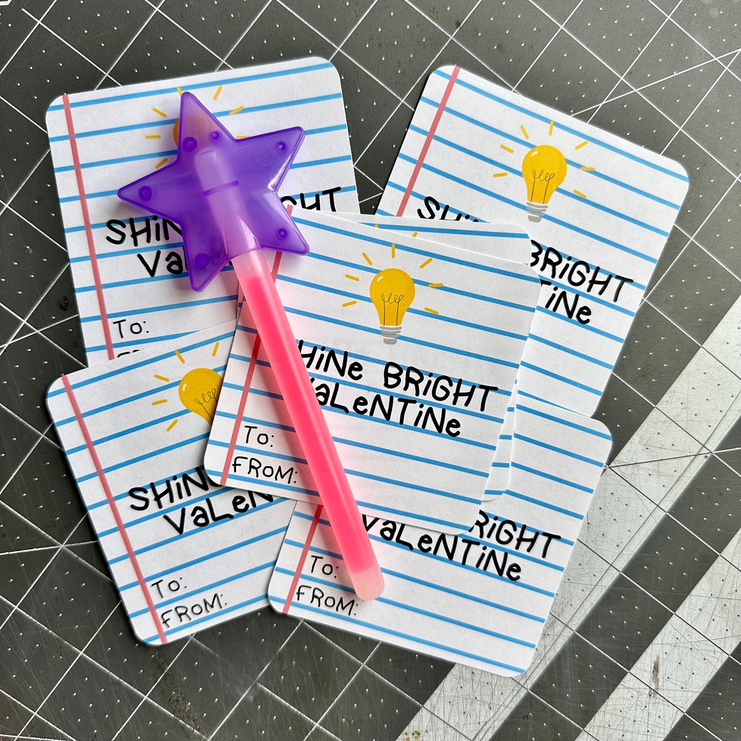 Valentine's Day | Shine Bright - Valentine's Day Card - Glow Stick - Valentine - Class - Friends - Group - Star - Star Glow Stick Included