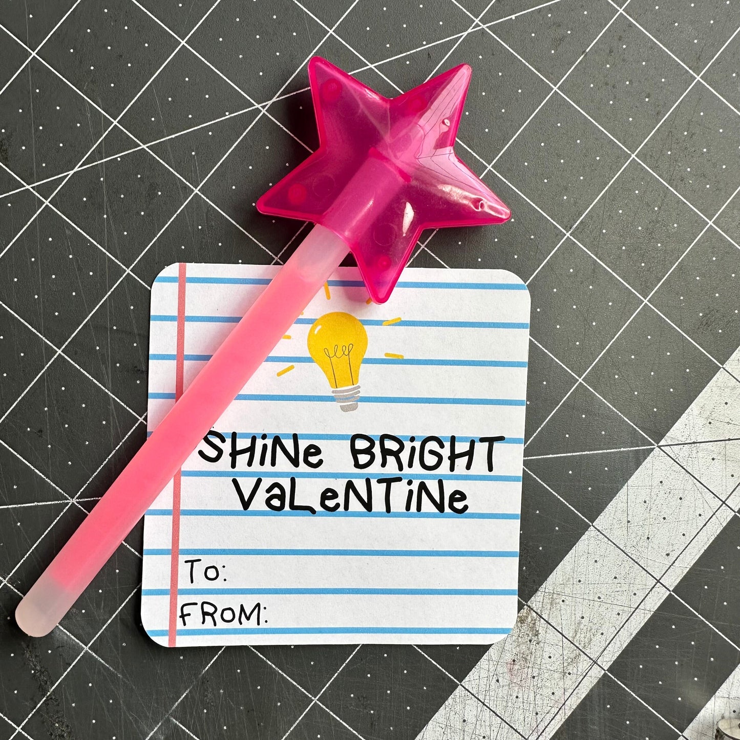 Valentine's Day | Shine Bright - Valentine's Day Card - Glow Stick - Valentine - Class - Friends - Group - Star - Star Glow Stick Included