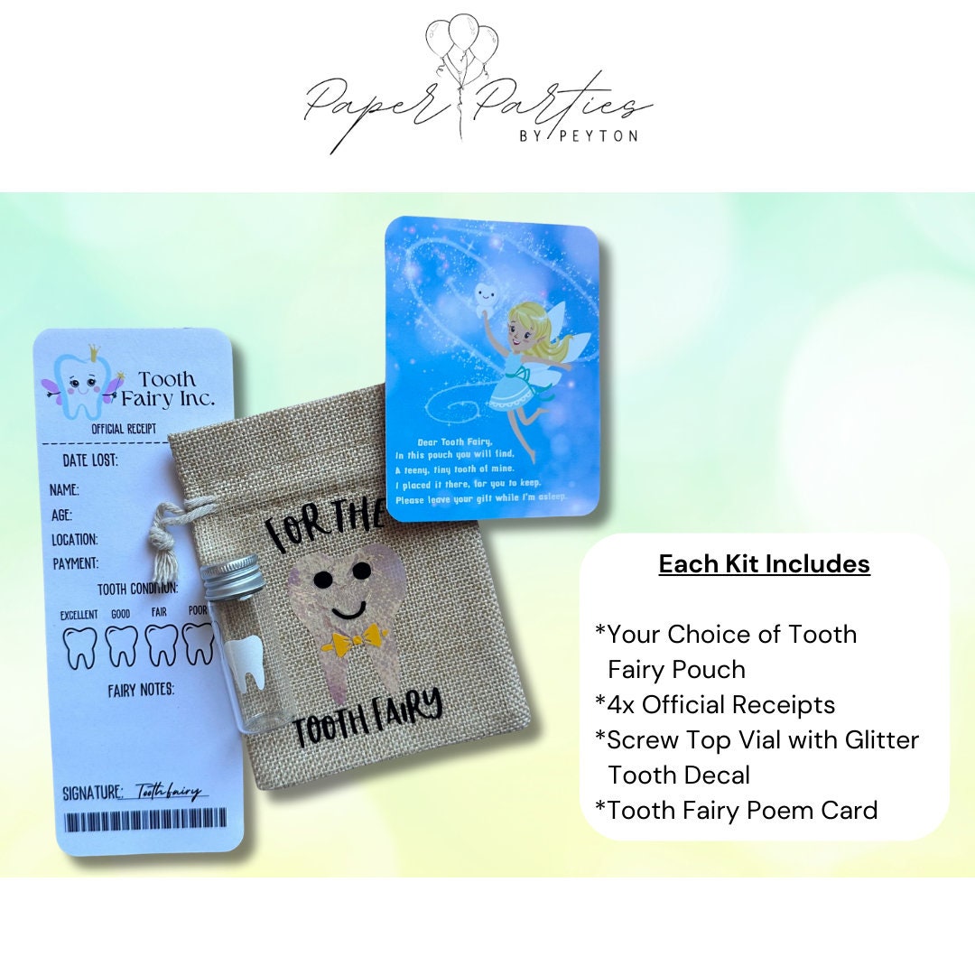 Tooth Fairy | Pouch For The Tooth Fairy - π¦· - Tooth Keepsake with Official Tooth Receipt & Poem