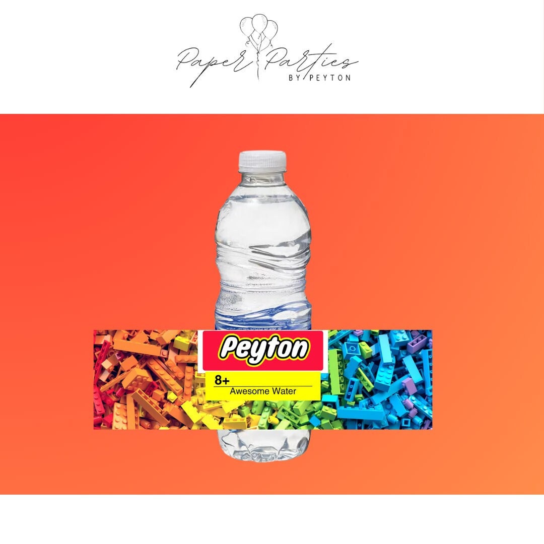 Water Bottle Label | Custom Building Blocks Theme