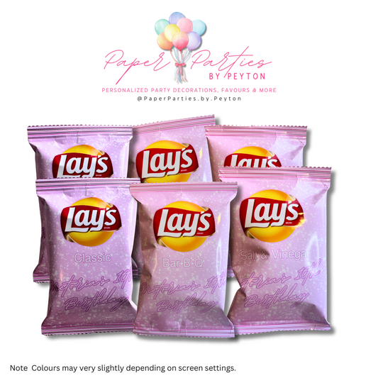 Party Favor | Glitter Pink Custom Lay's Chip Bags