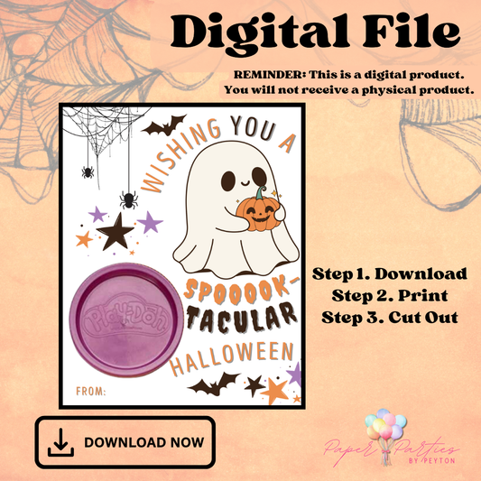 Halloween | Instant Download - Digital File - Printable - Play Doh Card - Gift Tag - Party Favor
