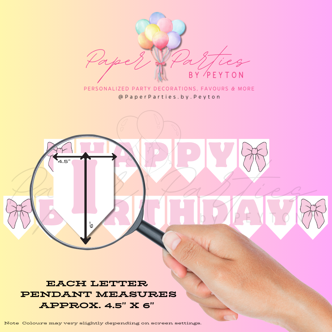 Party Banner | Pink Bow Happy Birthday Banner