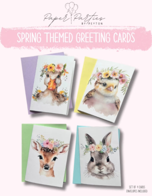 Greeting Cards | Spring Theme Cute Animals Flower Crowns