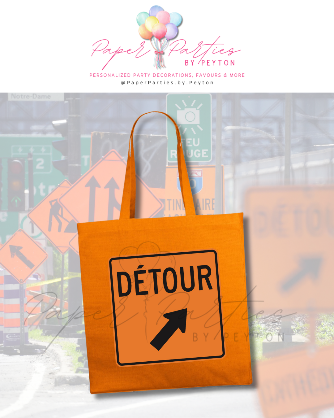Tote Bag | Construction Zone - Work Signs | Montréal