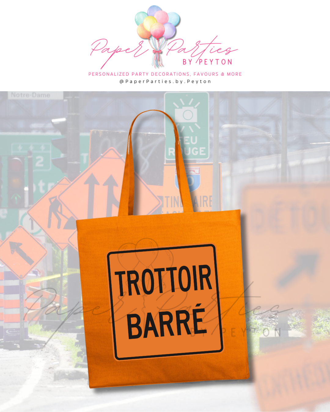 Tote Bag | Construction Zone - Work Signs | Montréal