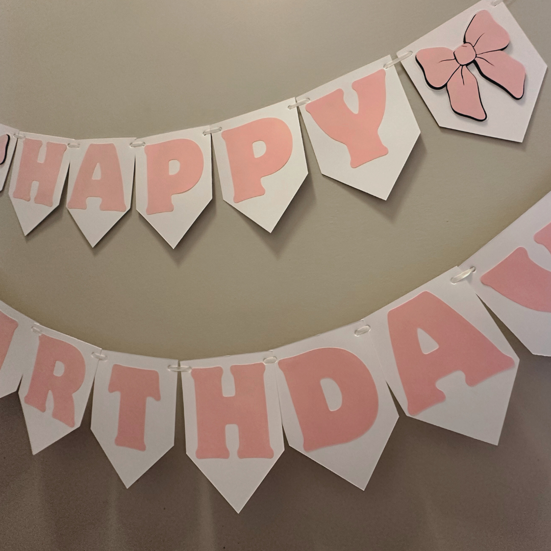 Party Banner | Pink Bow Happy Birthday Banner