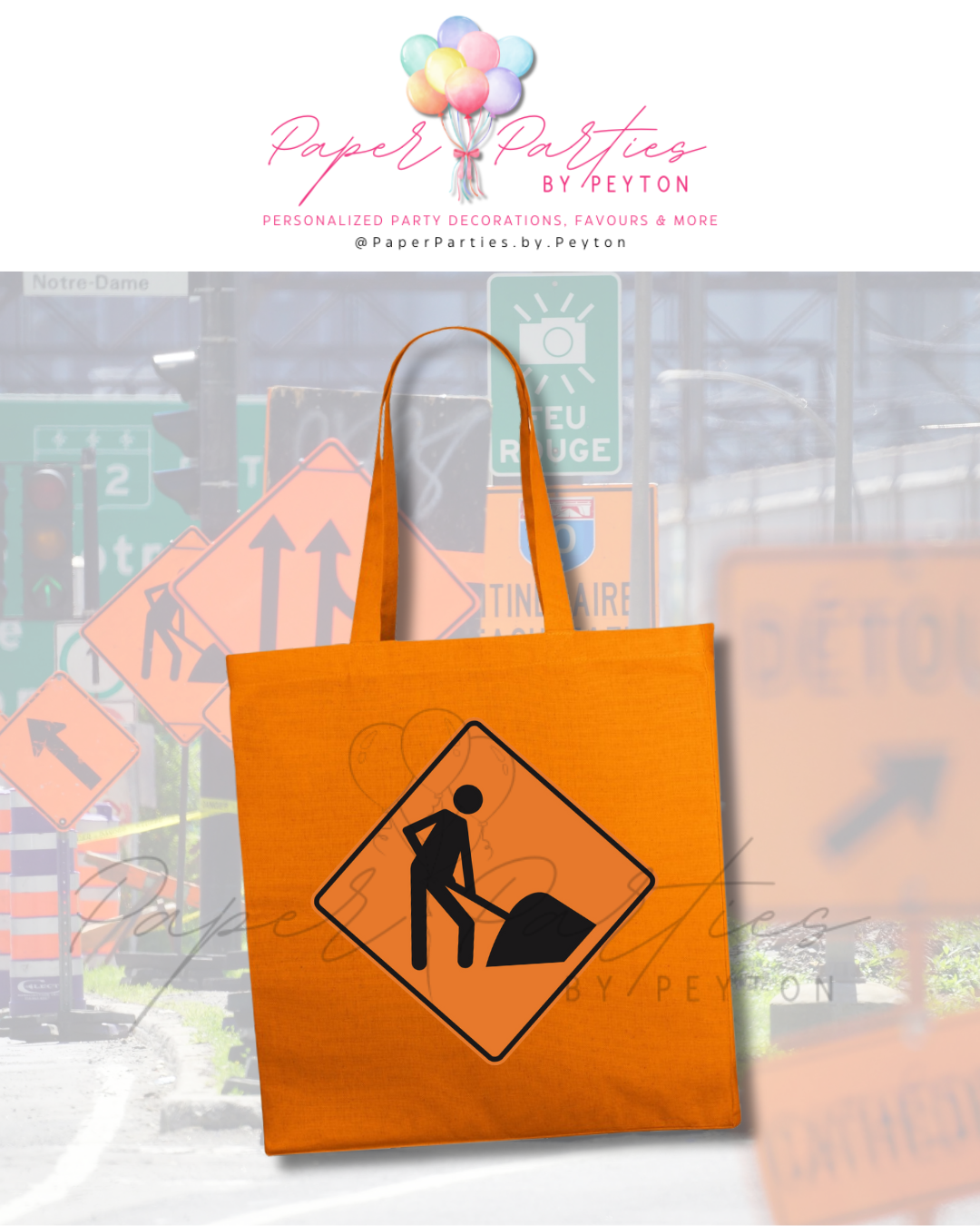 Tote Bag | Construction Zone - Work Signs | Montréal