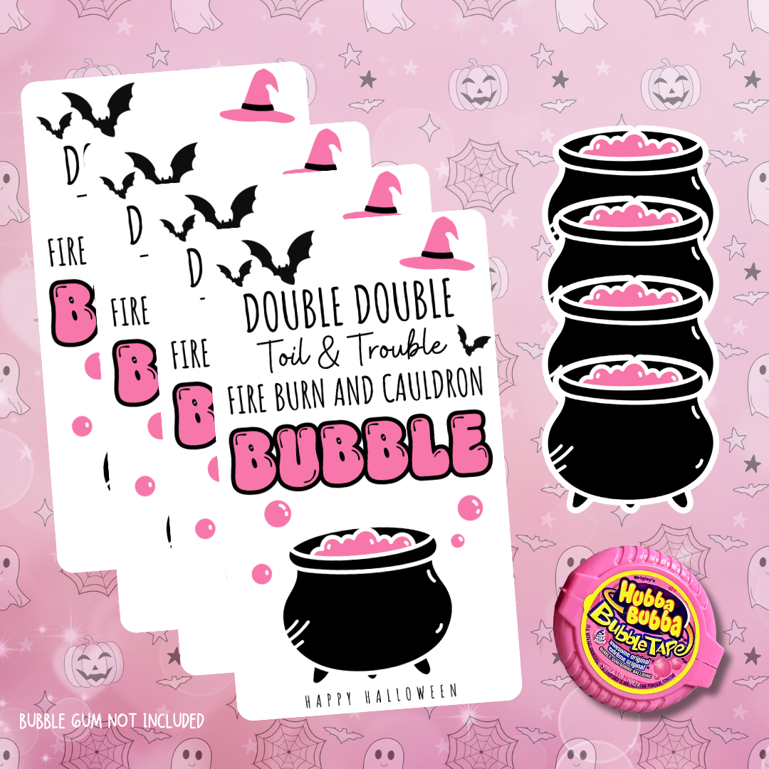 Halloween | Double Double Toil & Trouble - Bubble Gum - Witch - Halloween Treat Card