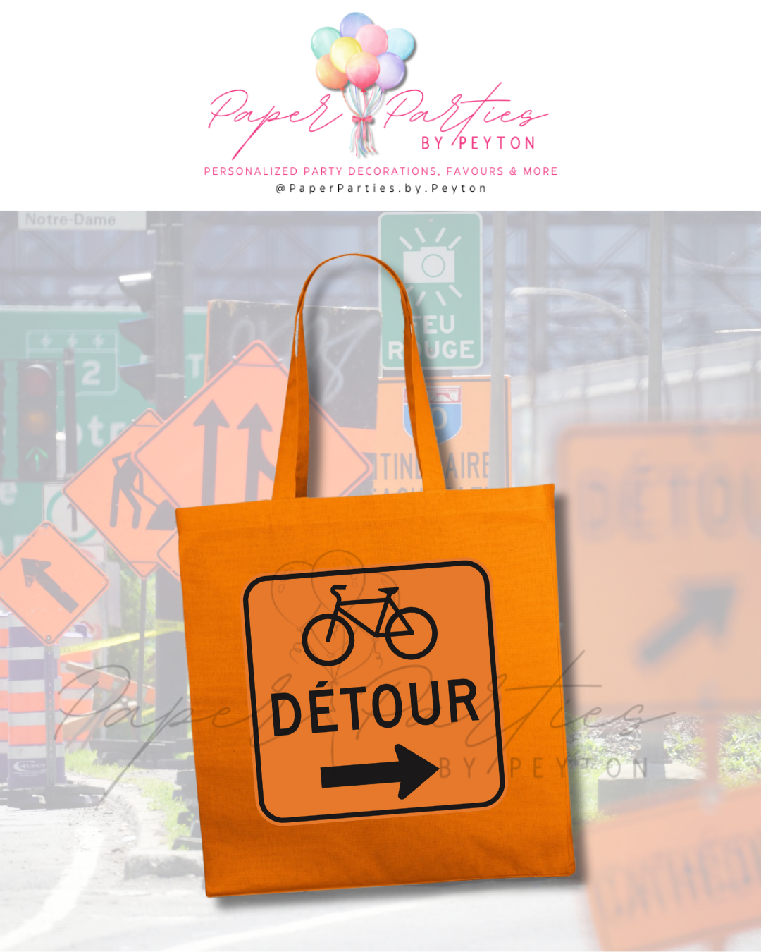 Tote Bag | Construction Zone - Work Signs | Montréal