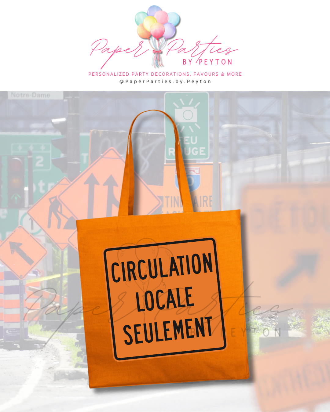 Tote Bag | Construction Zone - Work Signs | Montréal