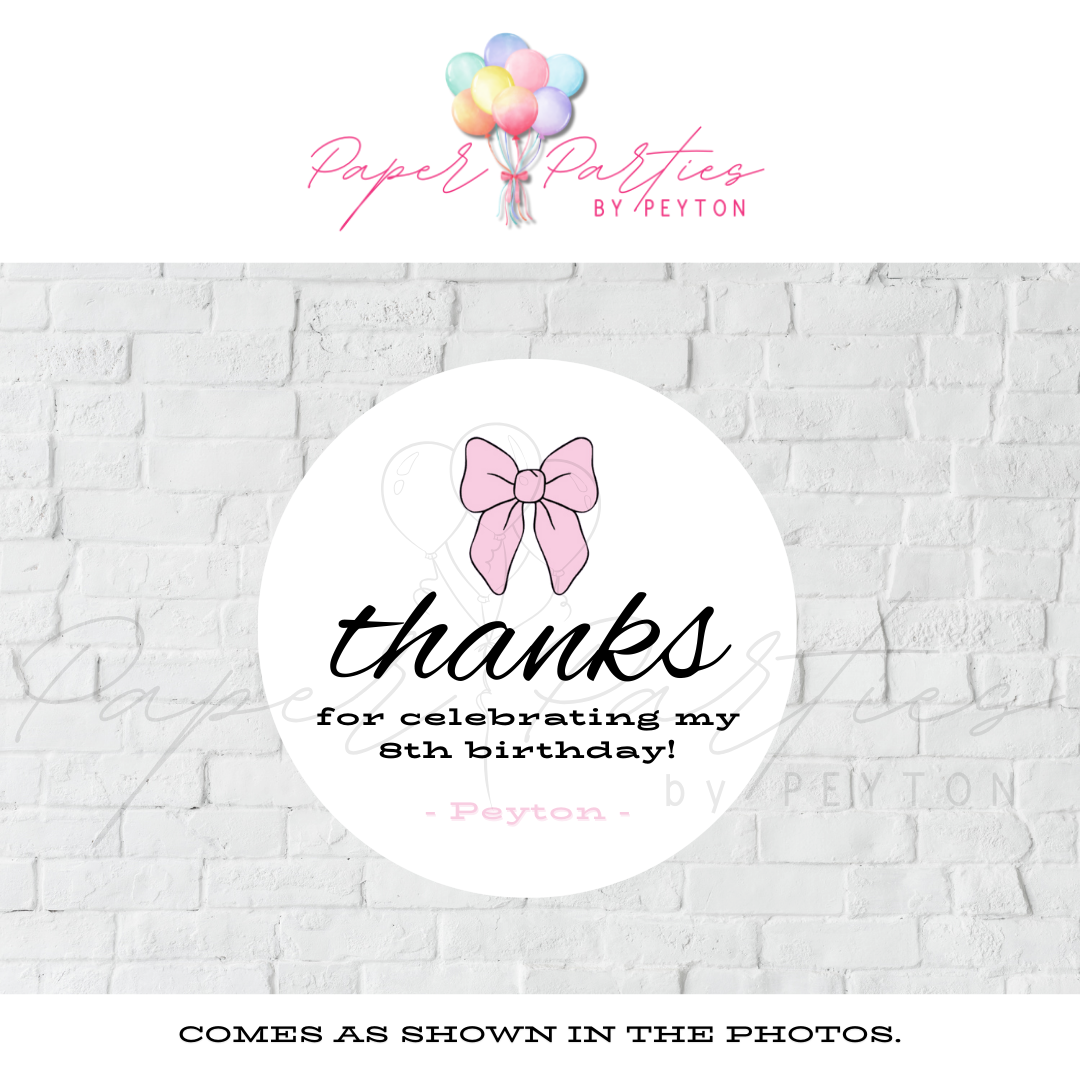 Sticker Sheet | 2" Pink Bow Thanks