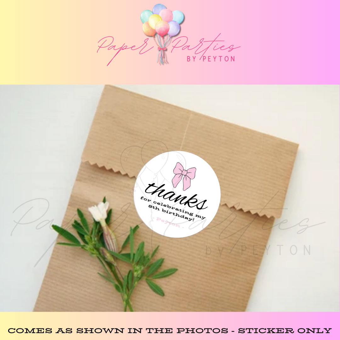 Sticker Sheet | 2" Pink Bow Thanks