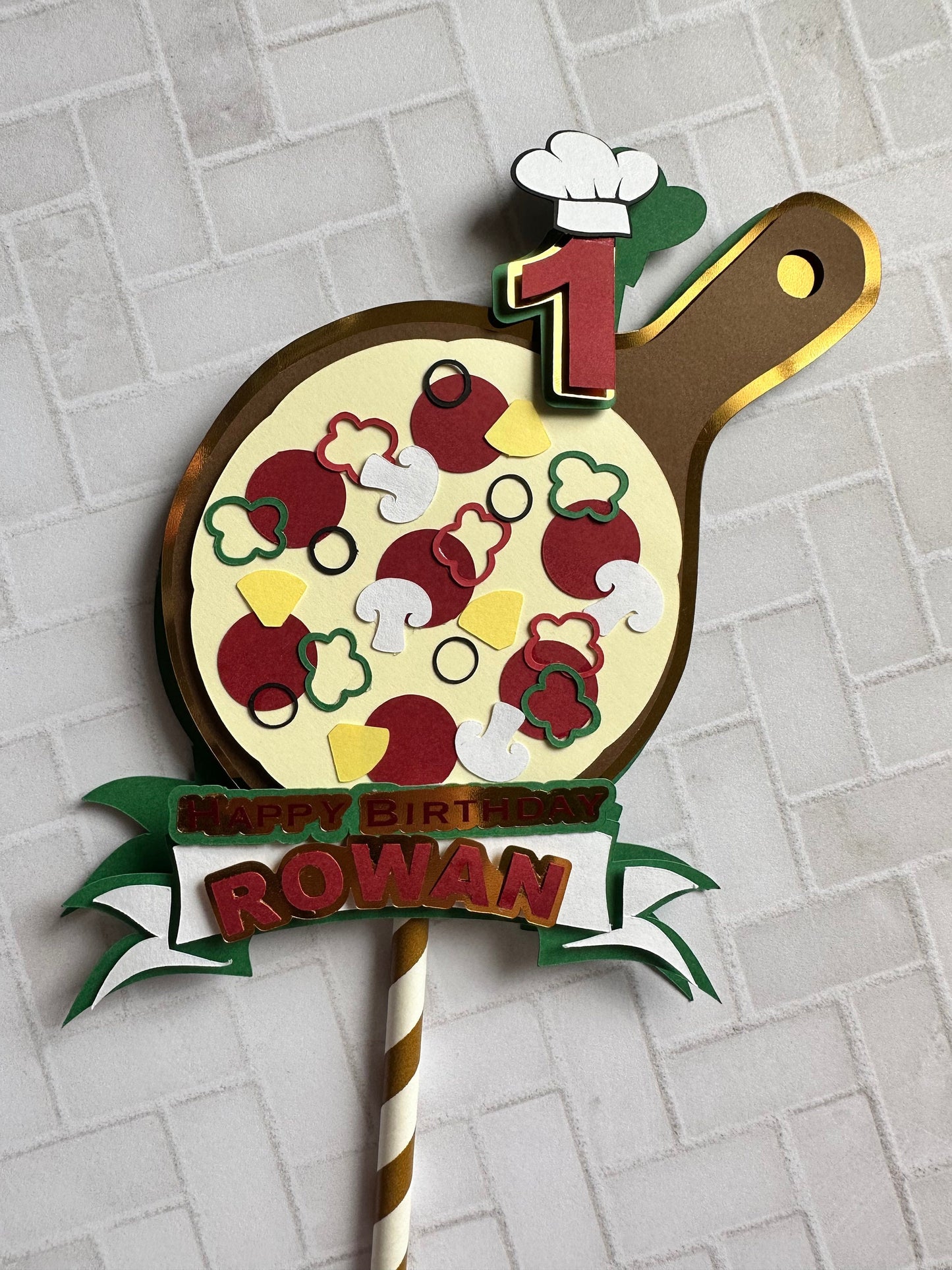 Cake Topper | Pizza Party 3D Cake Topper