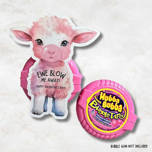 Valentine's Day | Ewe Blow Me Away - Bubble Gum - Lamb - Valentine's Day Card - Valentine
