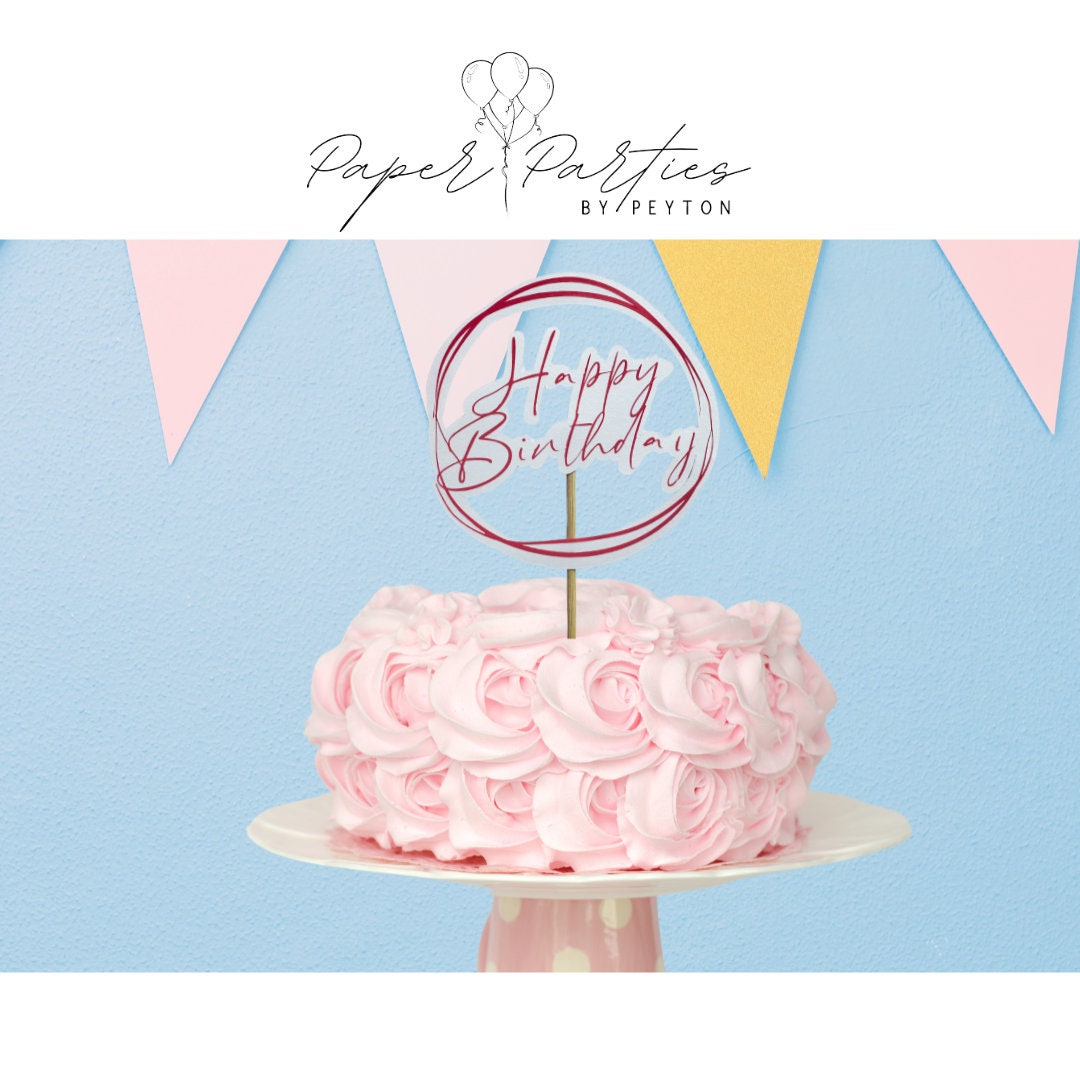 Cake Topper | 4" Custom Happy Birthday