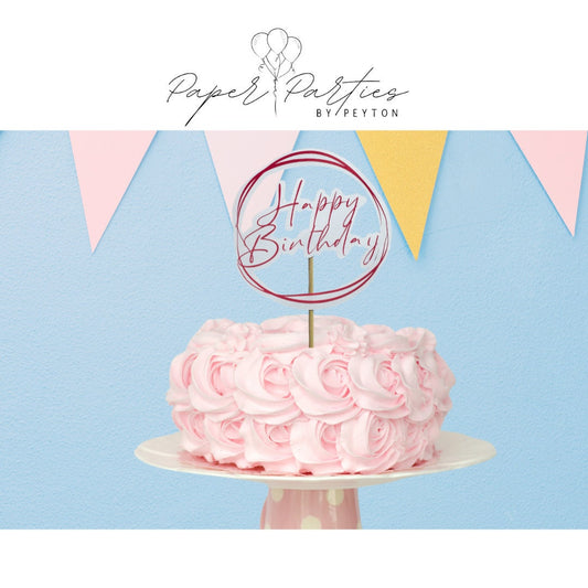 Cake Topper | 4" Custom Happy Birthday