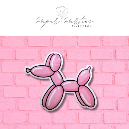 Die Cut Sticker | Pink Balloon Animal Dog | 3 Inch | Sticker