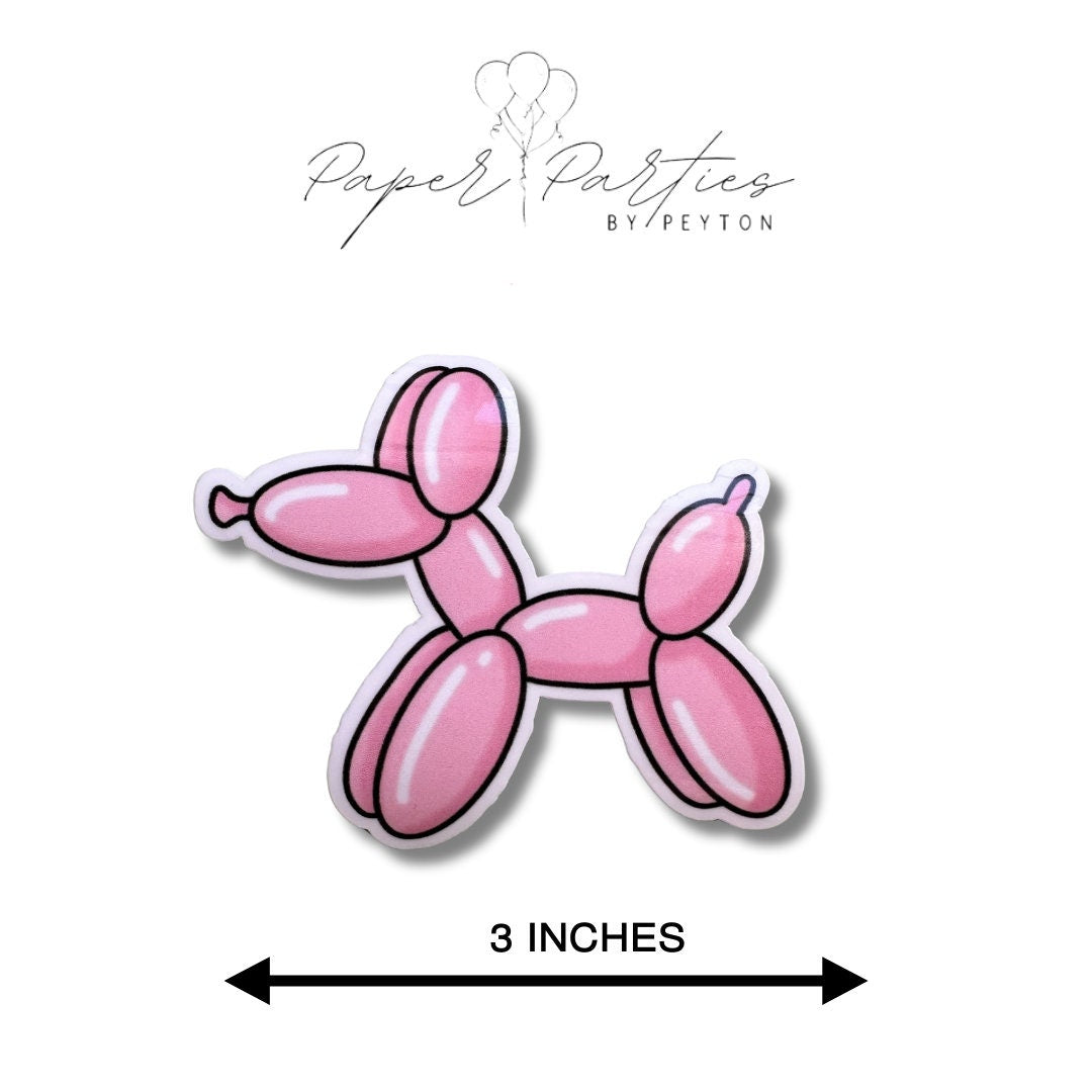 Die Cut Sticker | Pink Balloon Animal Dog | 3 Inch | Sticker