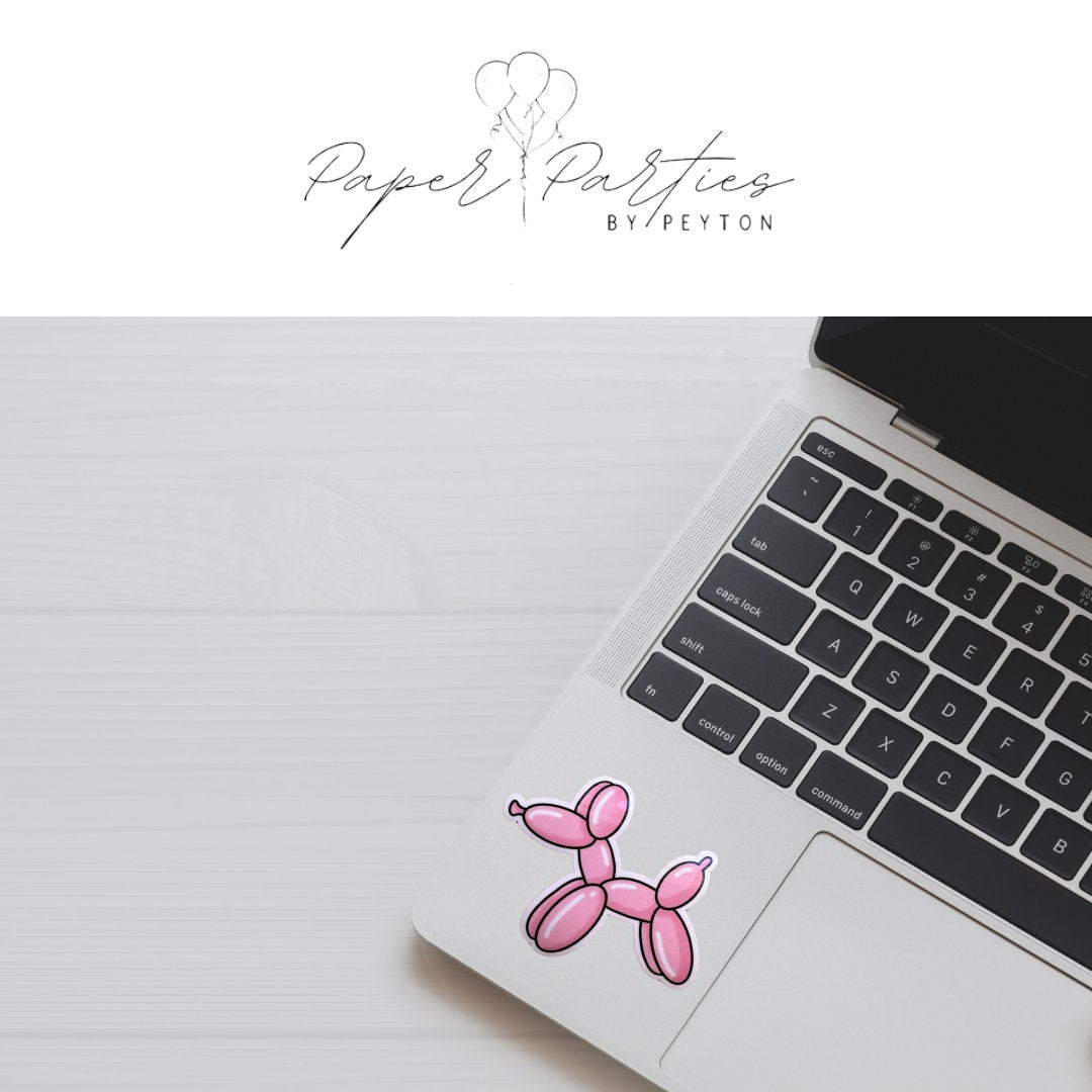 Die Cut Sticker | Pink Balloon Animal Dog | 3 Inch | Sticker